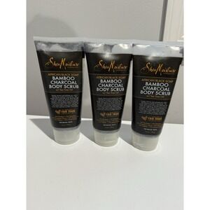 3 Shea Moisture African Black Soap Bamboo Charcoal Body Scrub FULL SIZE 6 oz.‎